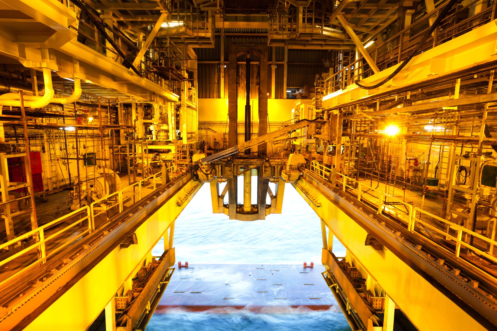 Moon pool of deep sea oil platform