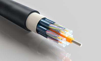 Cutaway view of a fiber optic cable.